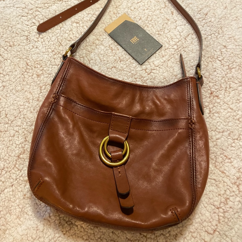 Frye modern ring crossbody bag cognac.
